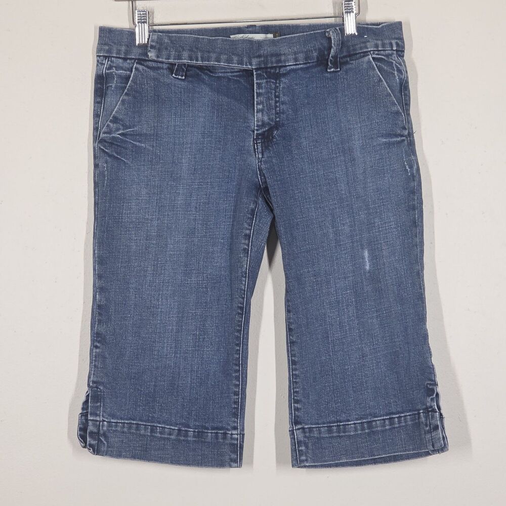 Vtg Y2K Old Navy Denim Ultra Low Rise Capri Jeans Stretch 8 Indie Twee Grunge